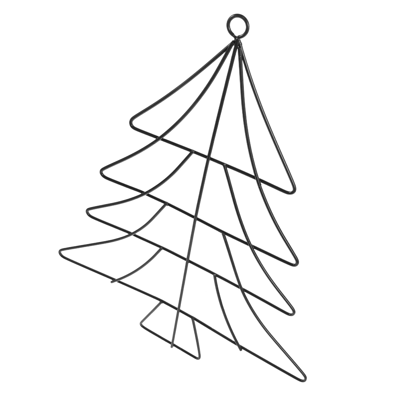 Wreath Form Wire - クリスマスツリー型の金属製リースフレーム、鉄製ワイヤー、黒色、サイズ：12.89x9.82x0.08インチ、クリスマスガーランドフレーム、吊り下げ装飾品