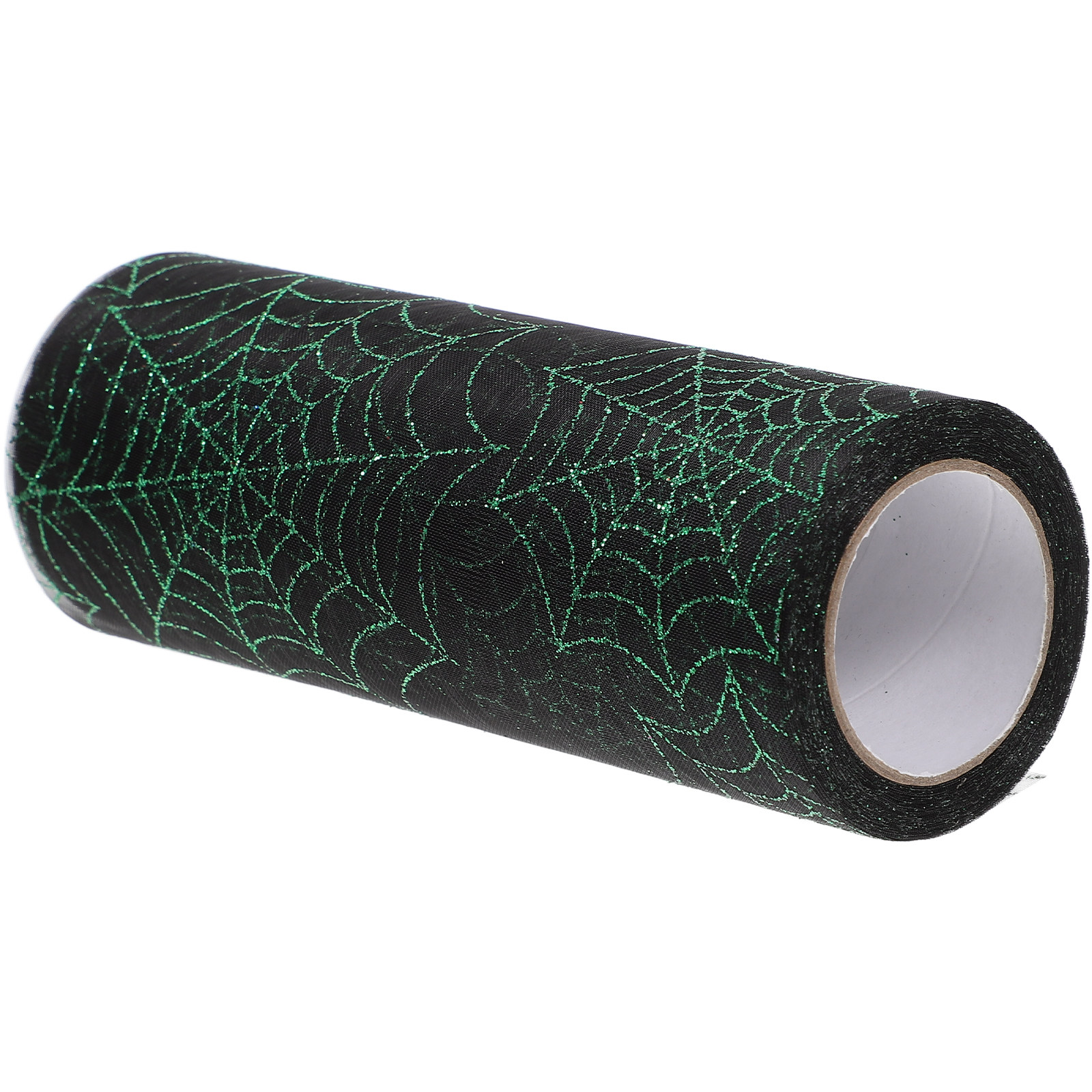 Ribbon Organza Roll - 不気味な蜘蛛の巣模様のメッシュリボン、オーガンジー素材、ハロウィーン用、DIYクラフト用品、お化け屋敷パーティーの装飾用メッシュ