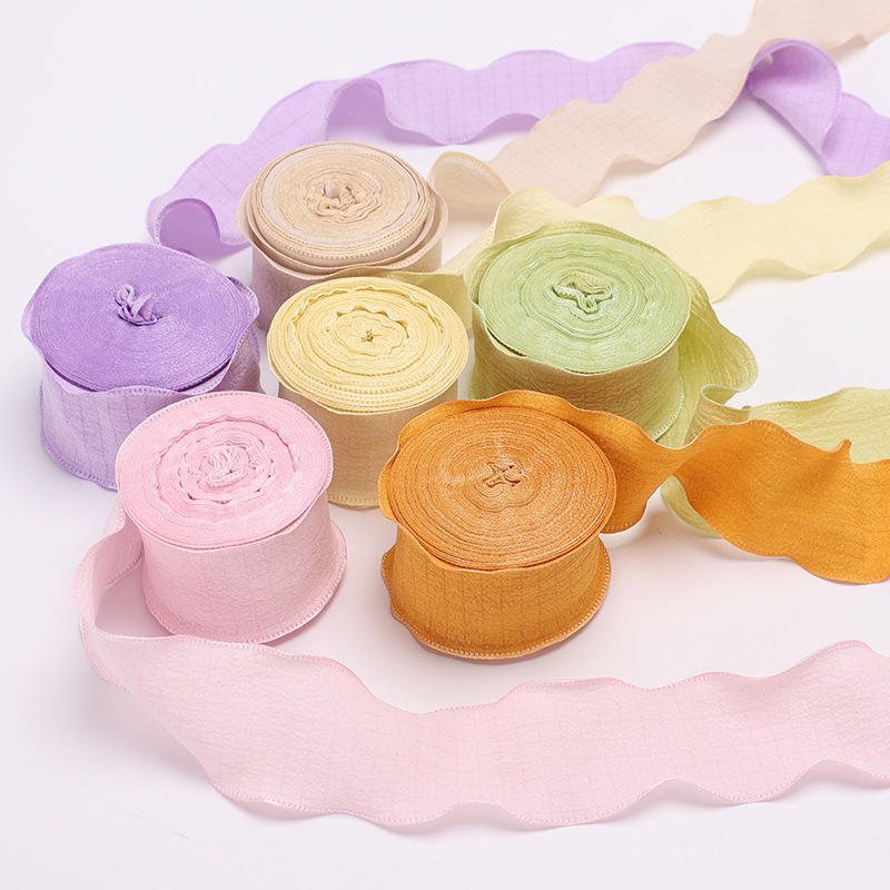 4 センチメートル 9 メートル/ロールしわレースエッジリボ - Ribbon Organza Roll のレビューと価格