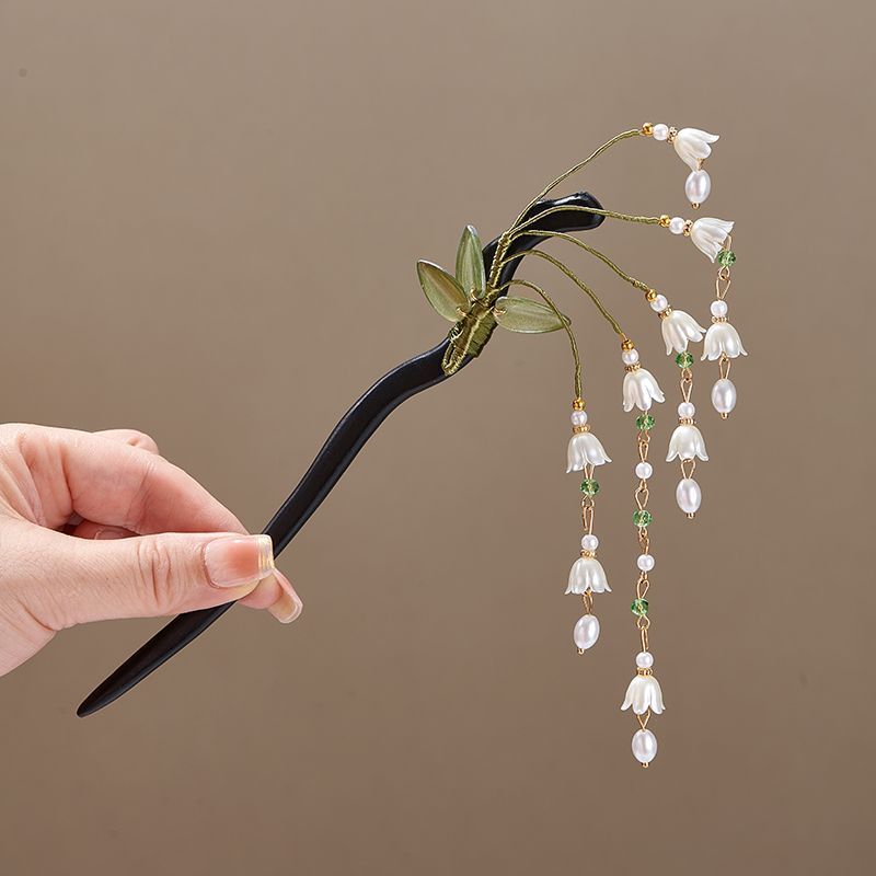 スズランの花の葉模造パールロングフリンジアクリルヘアスティッ - Supply Florist のレビューと価格