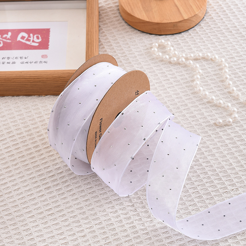 20 ヤードロール 4 センチメートルラインストーンシルクリ - Ribbon Organza Roll のレビューと価格