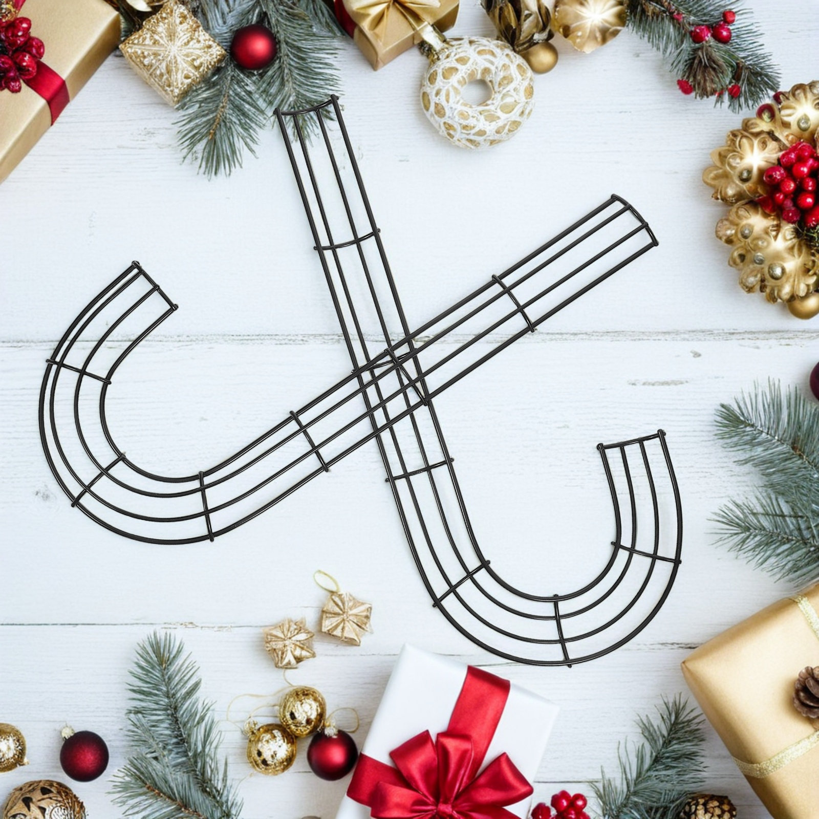 クリスマス用J字型リース型枠2個。DIYのフラワーアレンジメ - Wreath Form Wire のレビューと価格